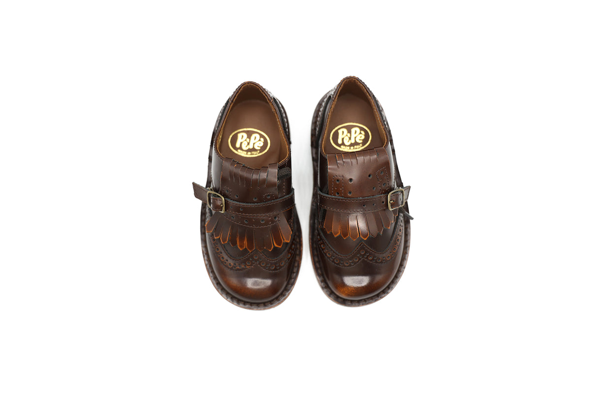 Pepe Brown Highshine Tassel Snap Shoe