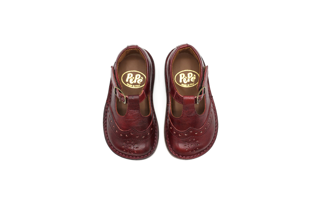 Pepe Burgundy Vintage T-Strap