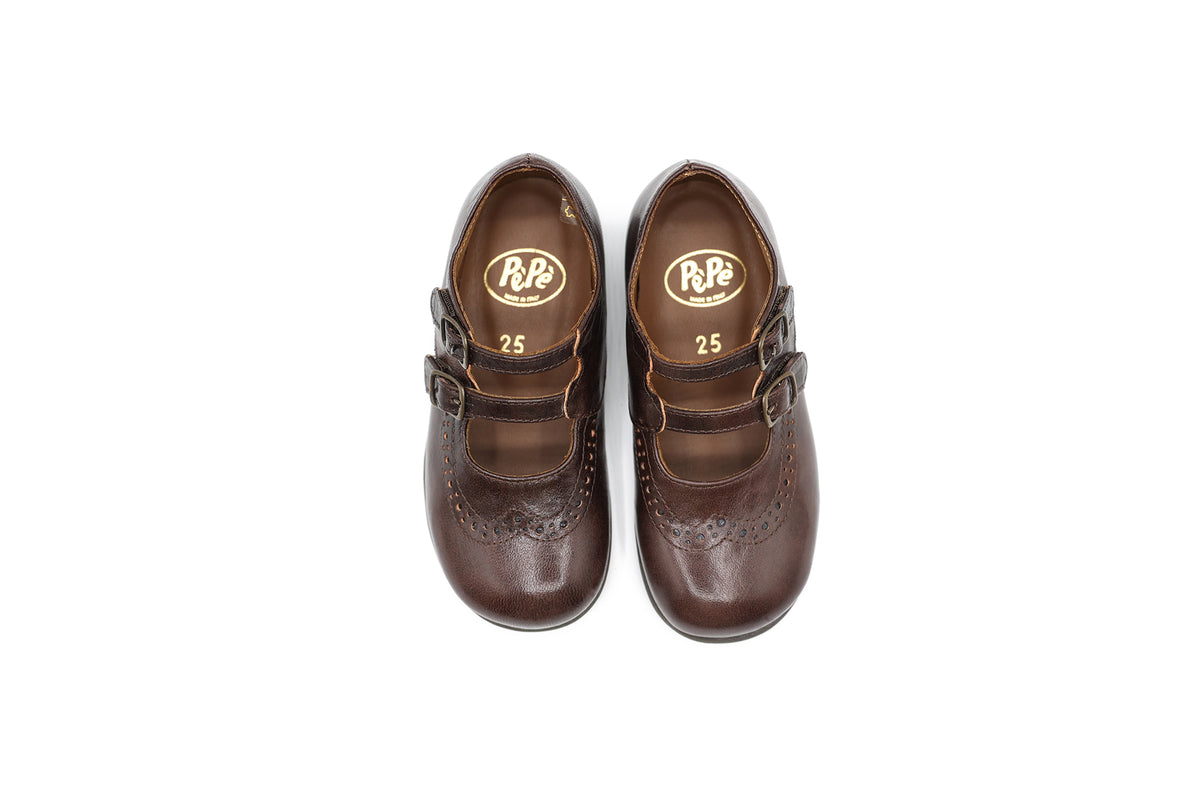 Pepe Brown Vintage Double Buckle Mary Jane