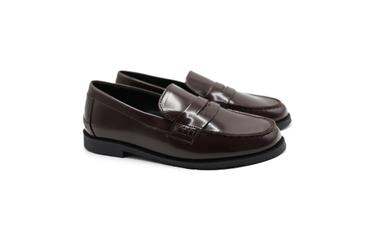 Blublonc Brown High Shine Classic Loafer