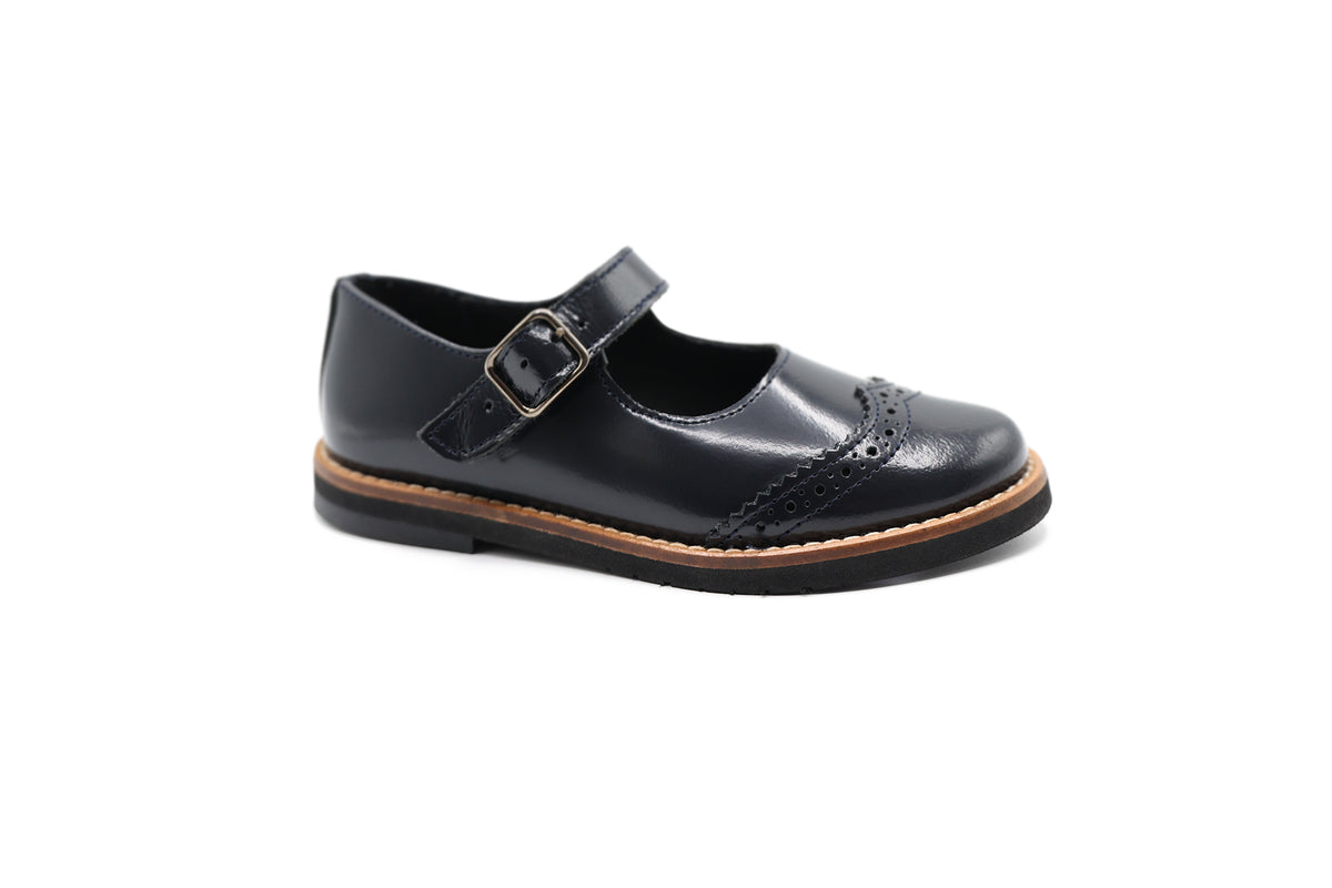 Blublonc Navy Highshine Wingtip Mary Jane