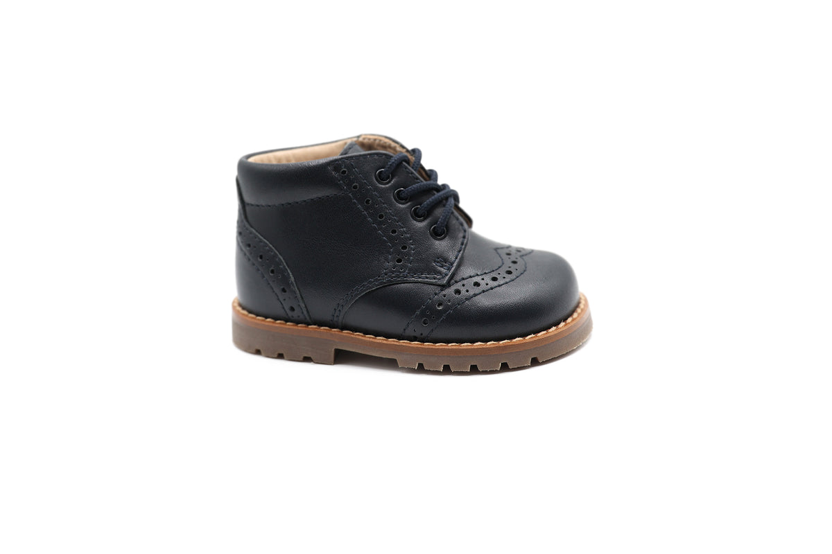 Beberlis Navy Lace up Wingtip Baby Bootie