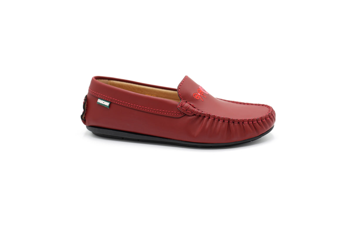 Fascani Maroon Bow And Heart Embroidered Loafer