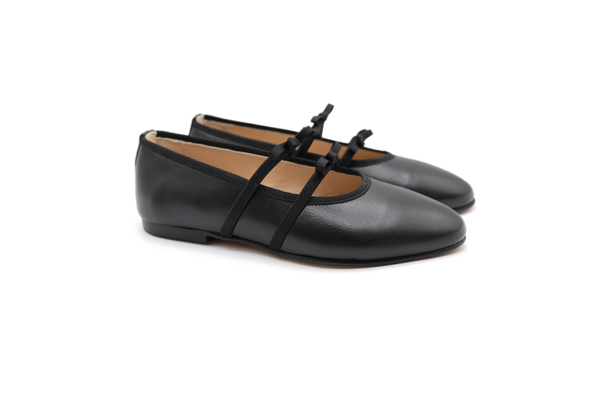 Lauve Black Double Bow Flat