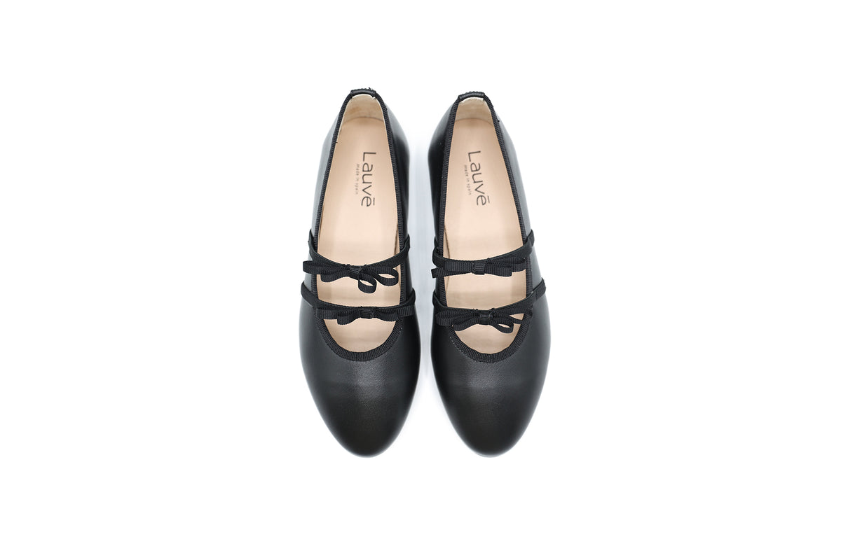 Lauve Black Double Bow Flat