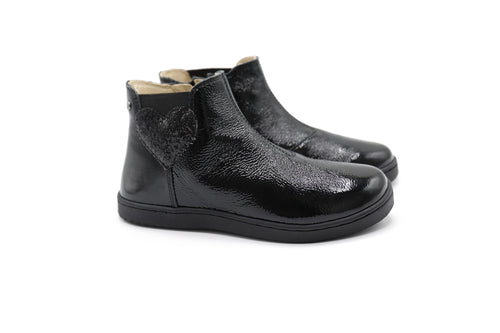 Naturino Black Patent Heart Bootie