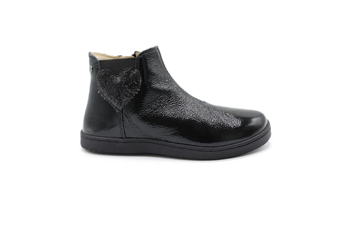 Naturino Black Patent Heart Bootie