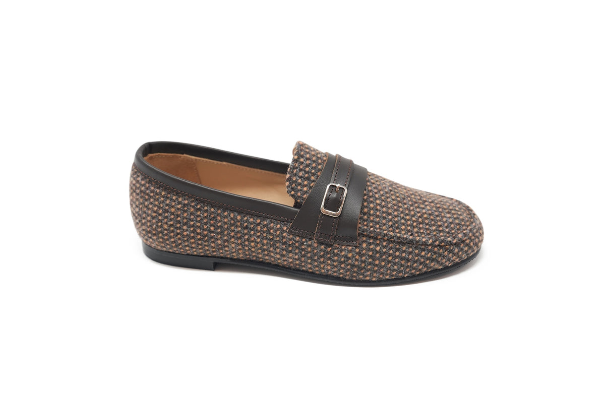 Luccini Brown Woven Buckle Loafer