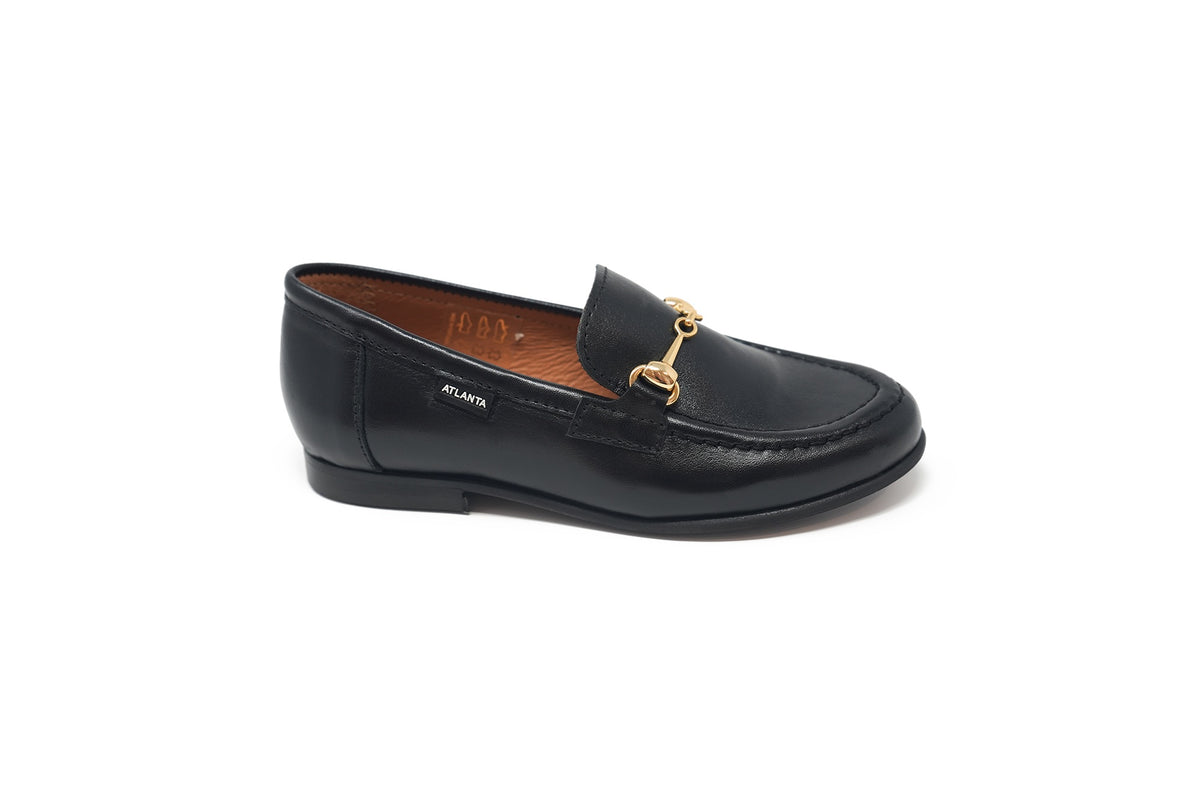 Atlanta Black With Gold Buckle Dress Shoe