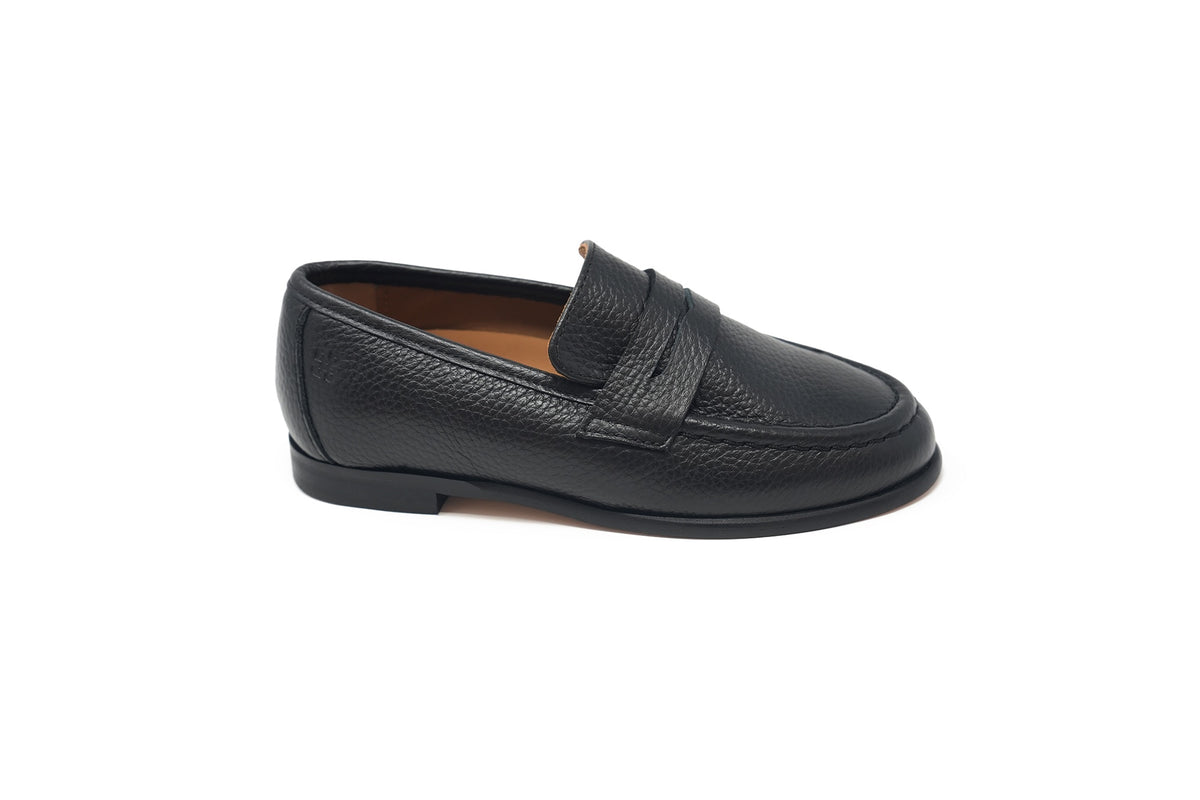 Porte Black Pebbled Leather Dress Loafer
