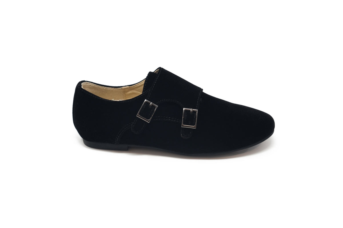 Boutaccelli Black Velvet Double Buckle Perrot Dress Shoe