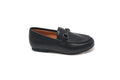 Uniq Black Leather Chain Dress Loafer