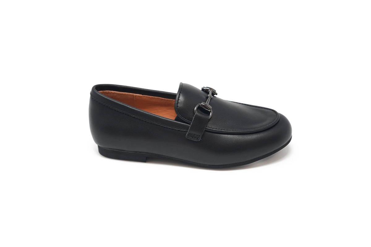 Uniq Black Leather Chain Dress Loafer