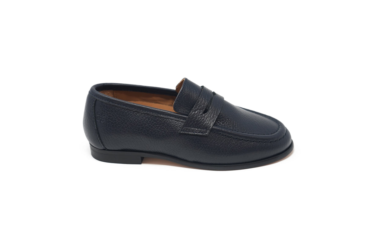 Porte Navy Pebbled Leather Dress Loafer