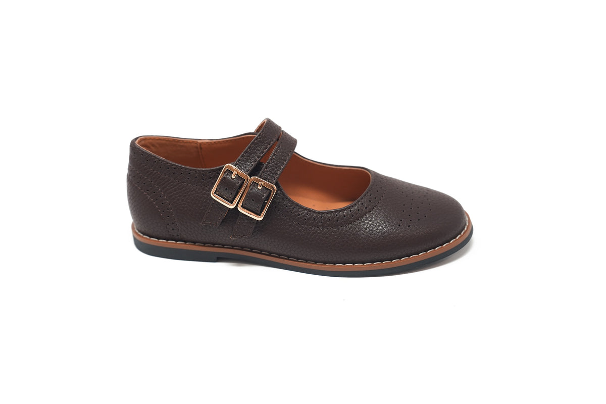 Uniq Brown Double Buckle Mary Jane
