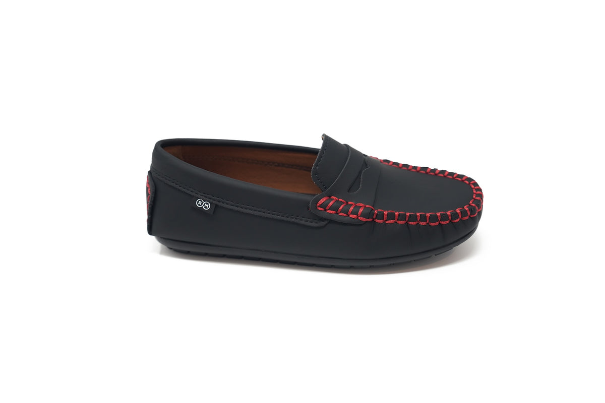 Ralph Miguel Black With Red Stitch Cosima Loafer