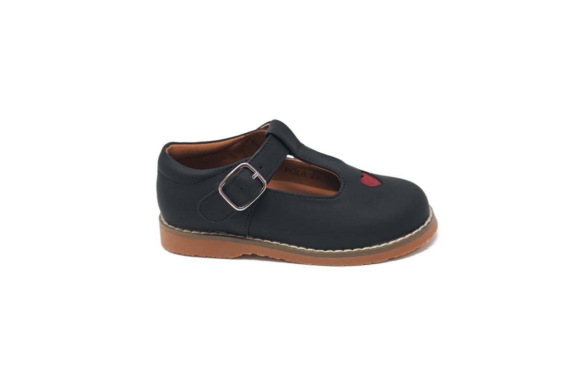 Ralph Miguel Black Gum Heart Pola T-Strap