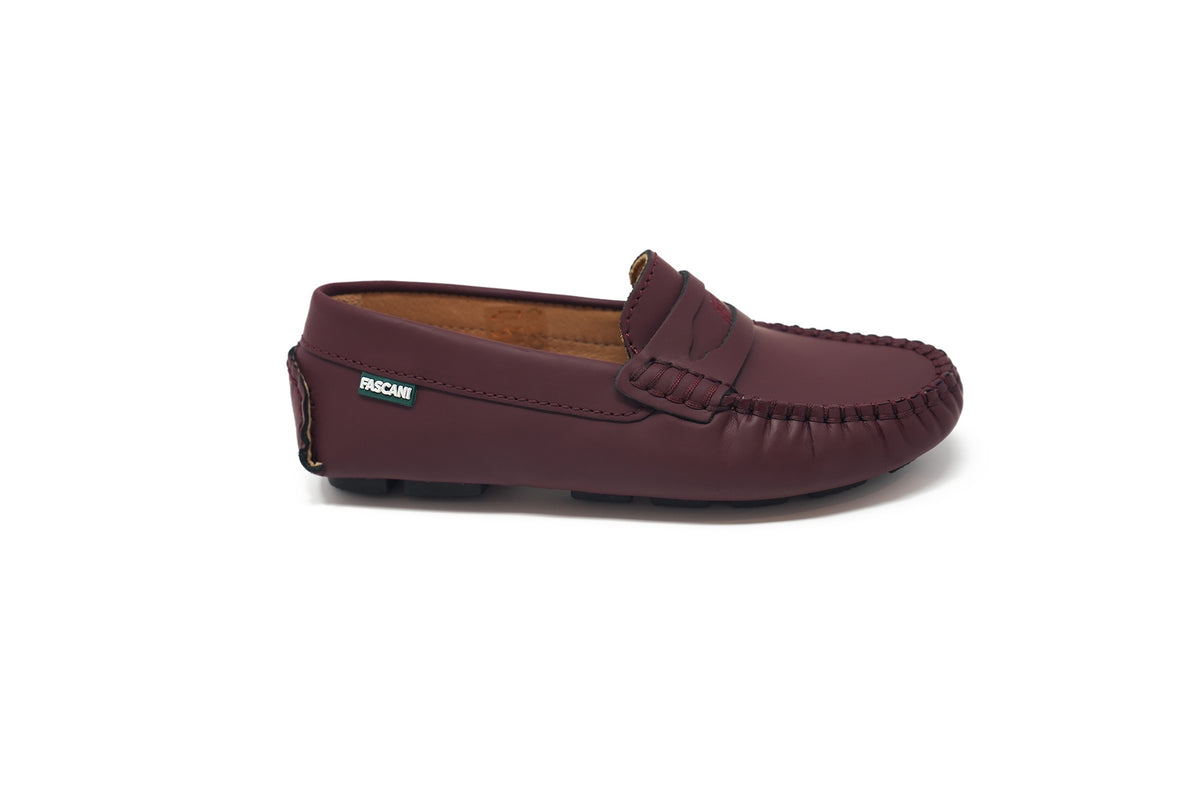 Fascani Burgundy Embroidered Penny Loafer