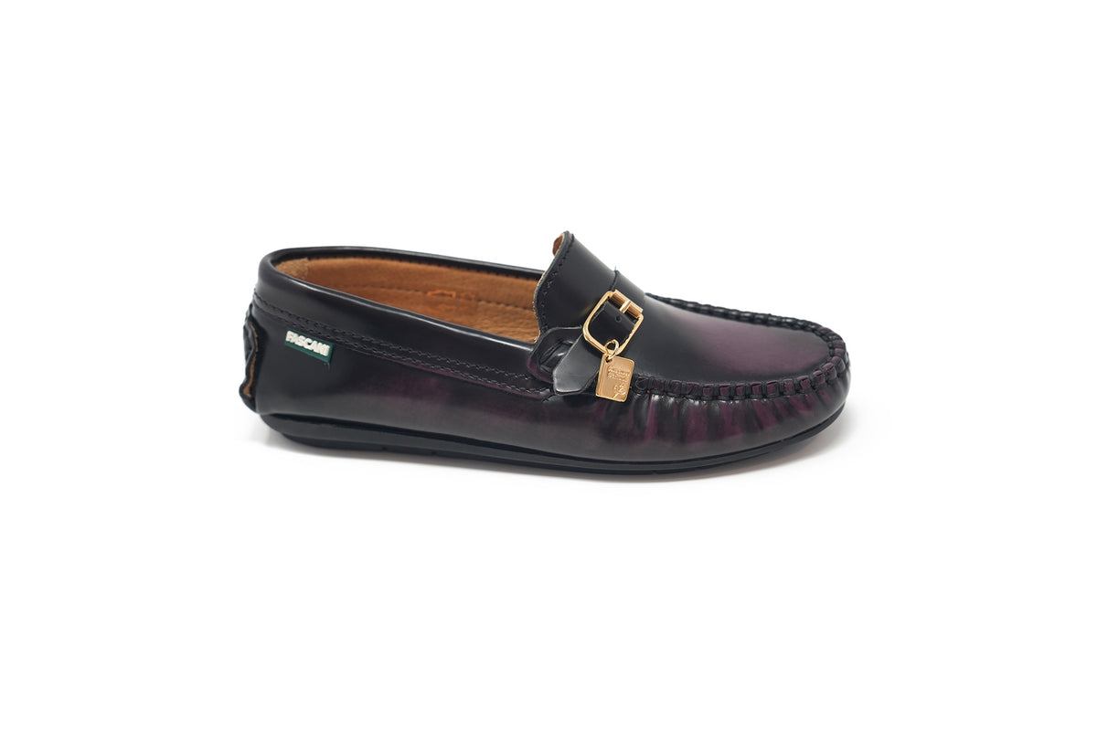 Fascani Dark Purple Brushed Chain Loafer