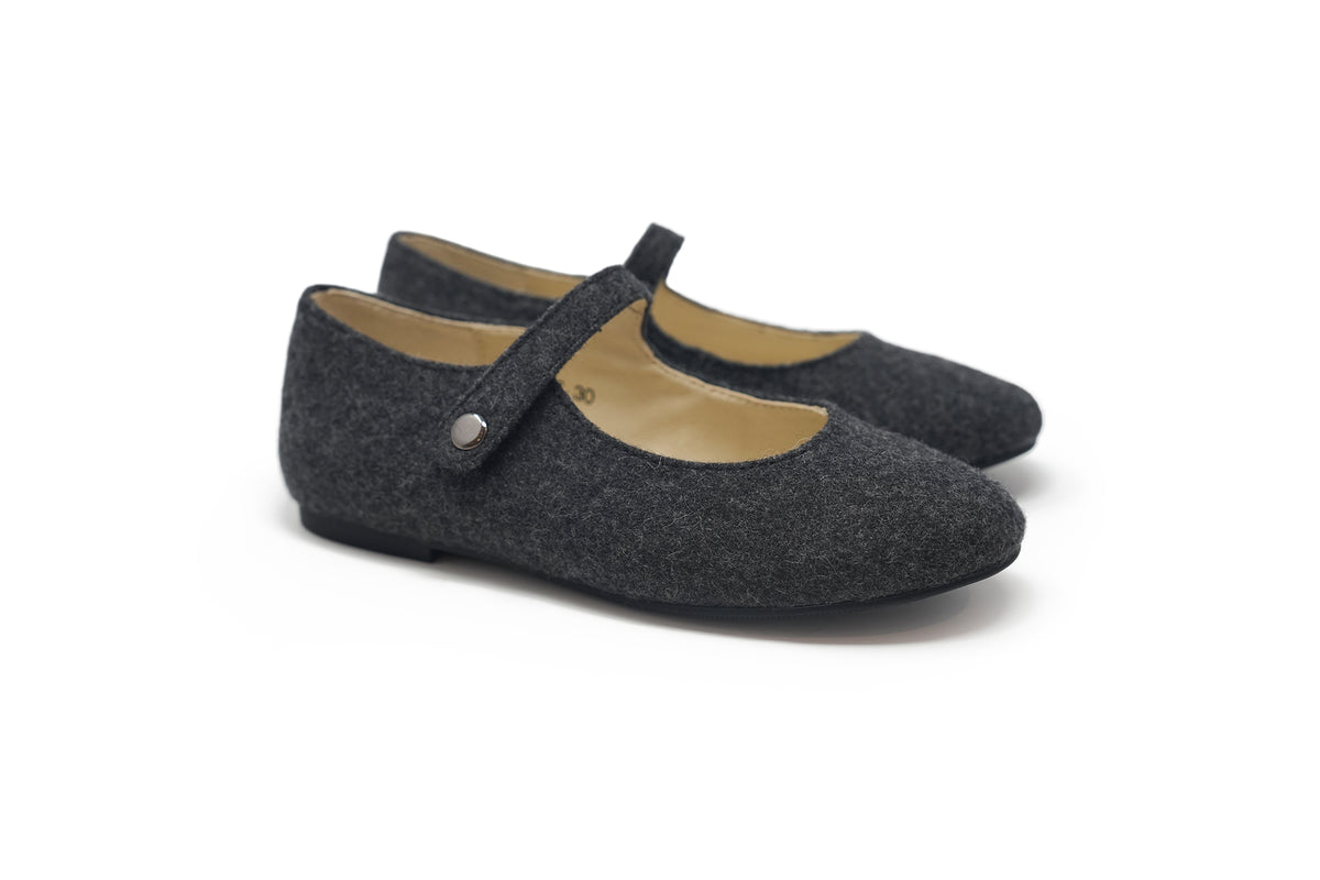 Boutacelli Charcoal Gray Flannel Dots Mary Jane