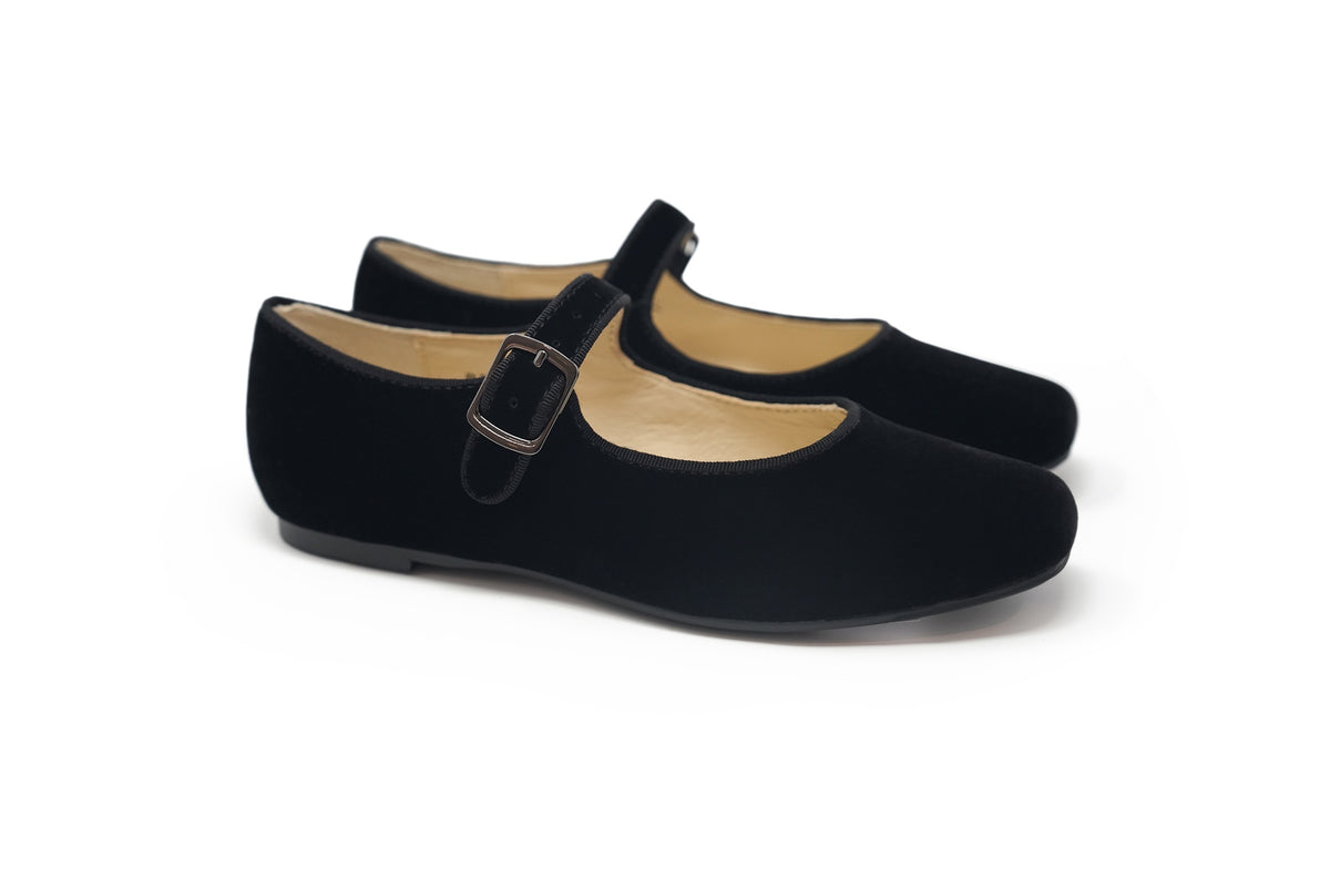 Boutaccelli Black Velvet Ritz Buckle Mary Jane