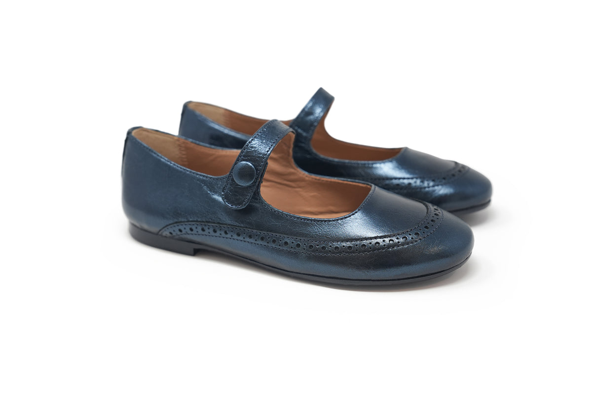 Papanatas Navy Metallic Dots Mary Jane