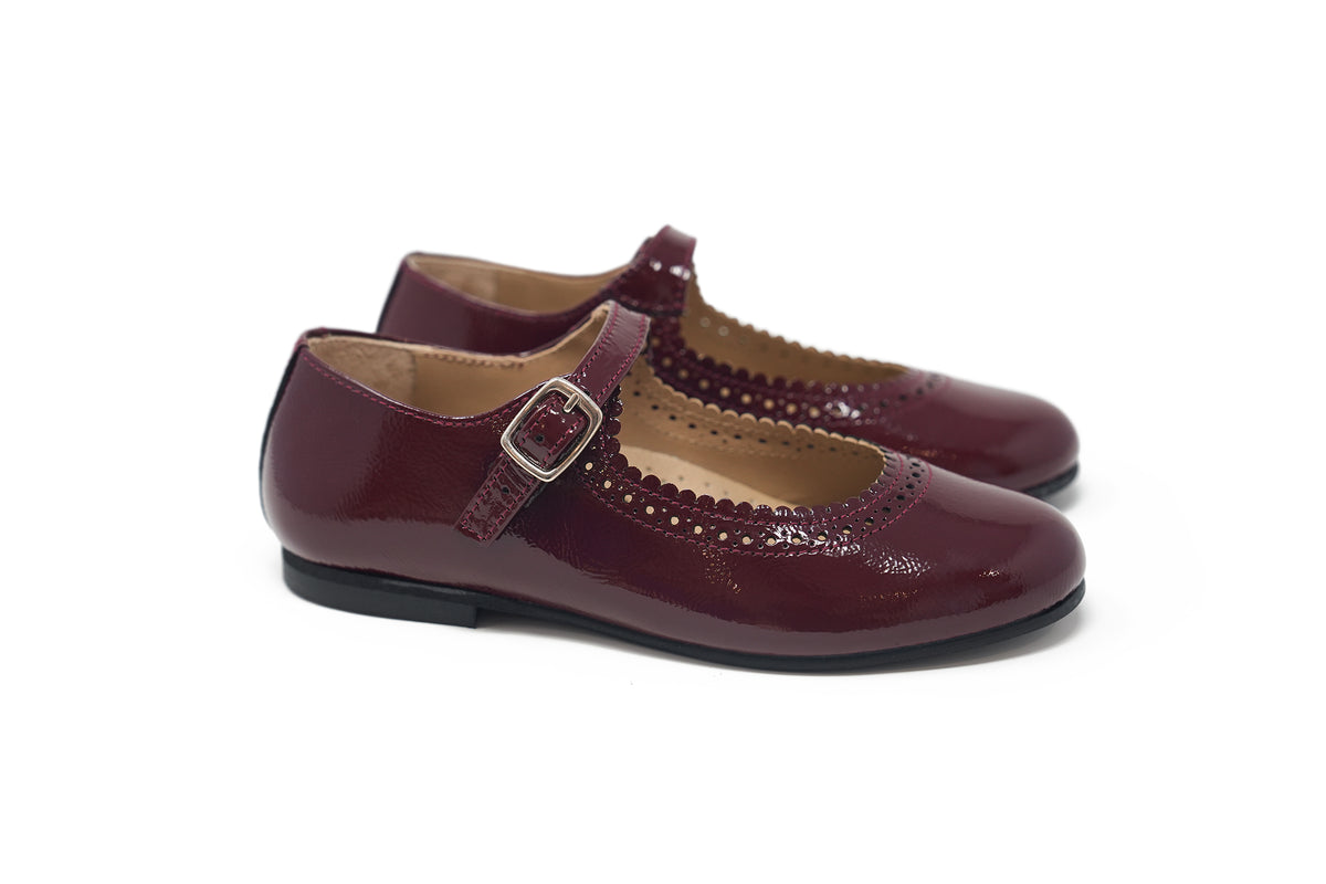 Jolee Wine Patent Scalloped Mary Jane