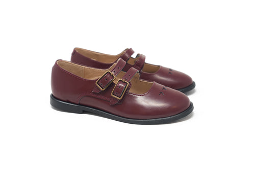 Lauve Burgundy Double Strap Tri Heart Melissa