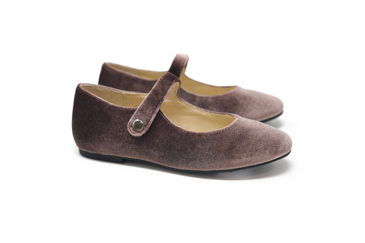 Boutacelli Mauve Rose Velvet Dots Mary Jane