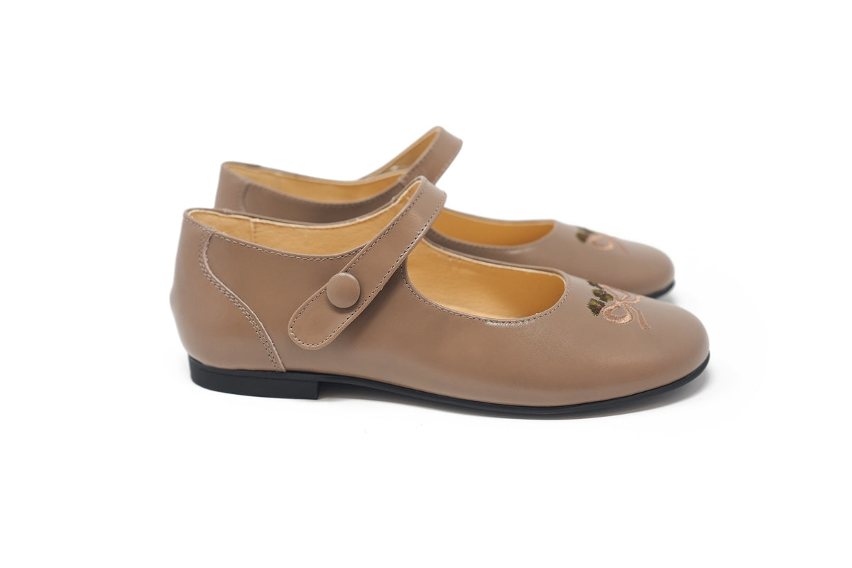 Andanines Taupe Bow Mary Jane