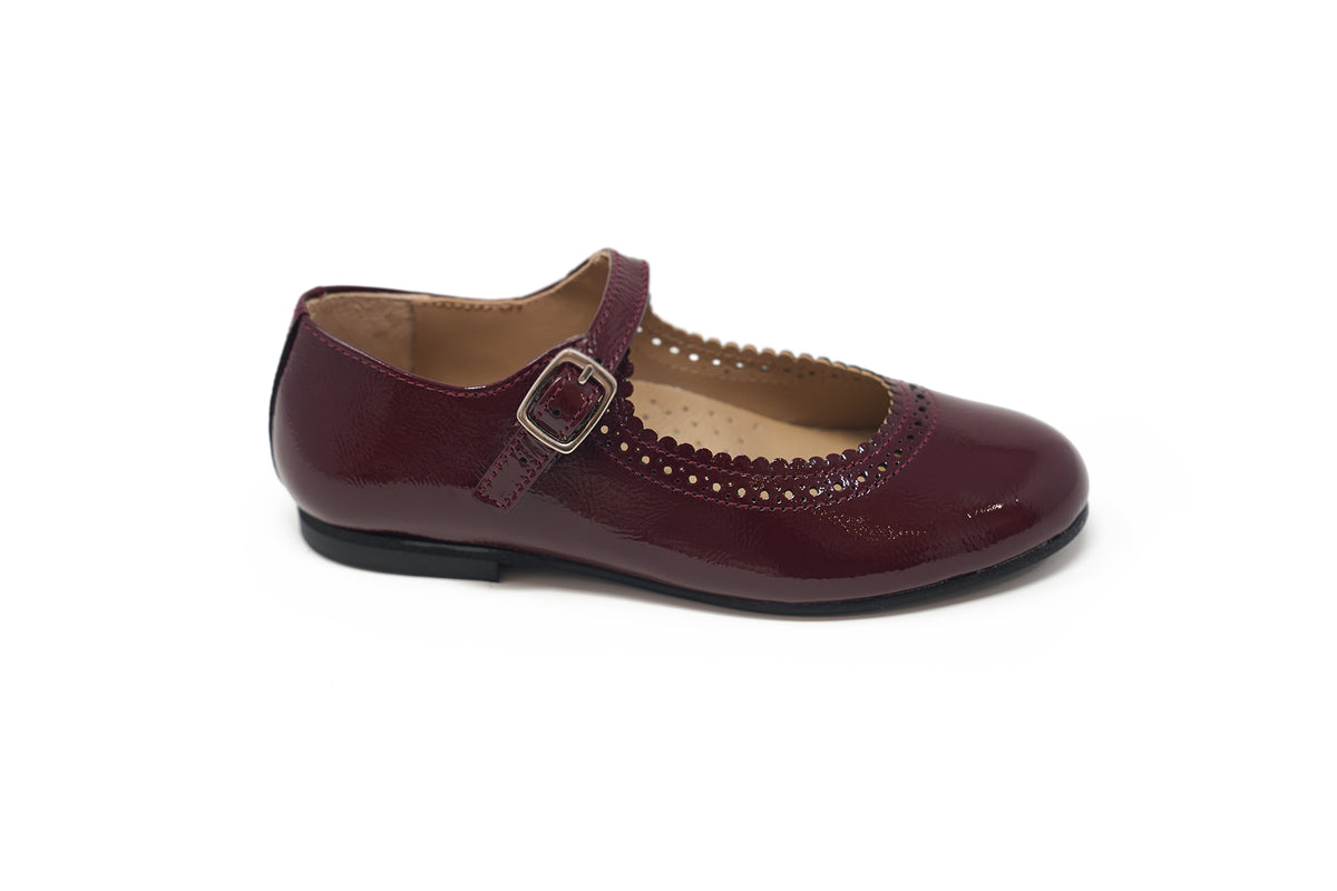 Jolee Wine Patent Scalloped Mary Jane