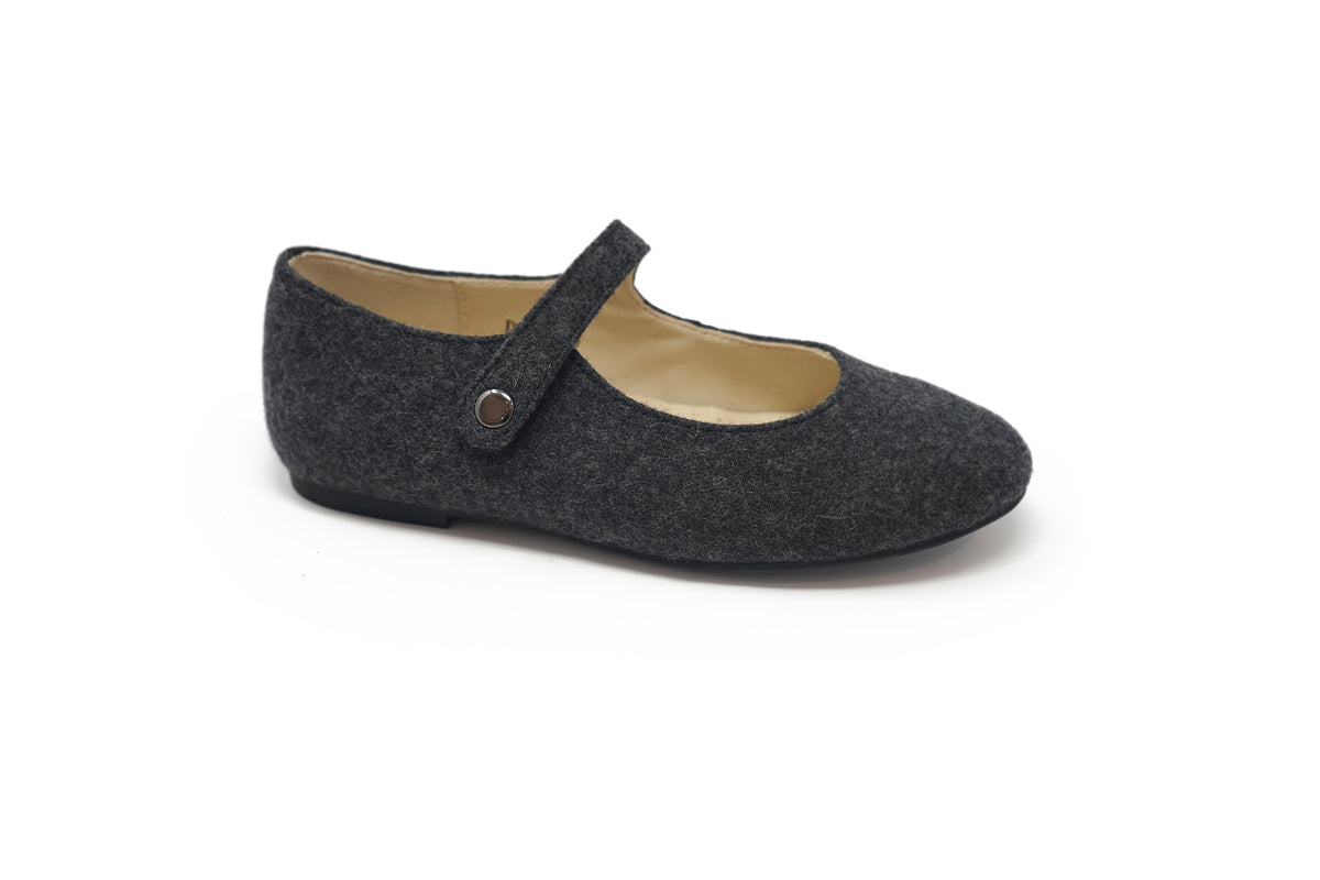 Boutacelli Charcoal Gray Flannel Dots Mary Jane