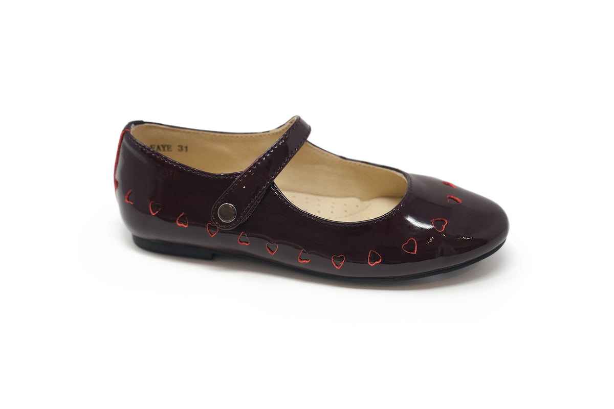 Boutaccelli Burgundy Patent Heart Faye Mary Jane