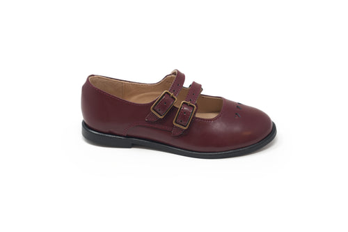Lauve Burgundy Double Strap Tri Heart Melissa