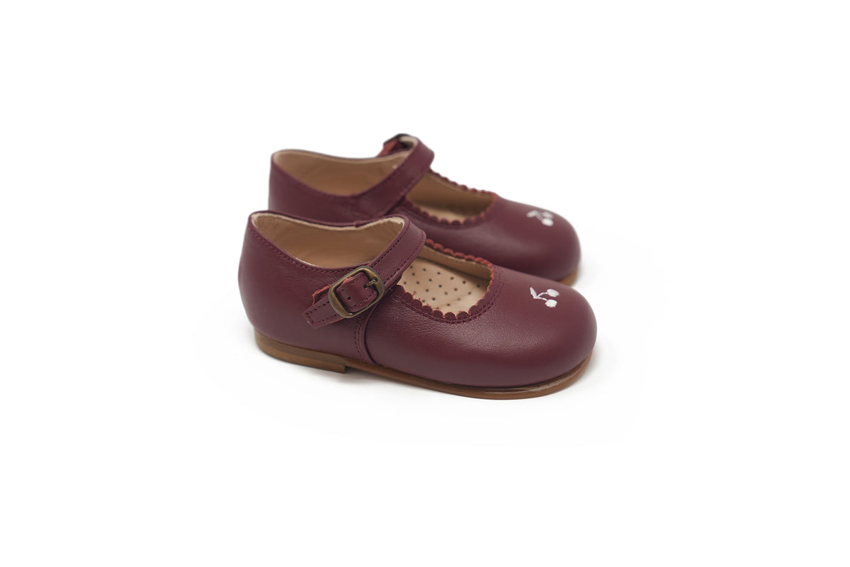 Lauve Maroon White Cherry Cheryl Baby Shoe