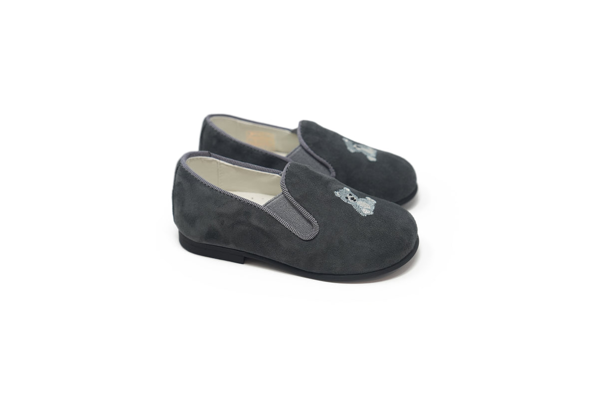 Andanines Gray Suede Teddy Bear Baby Smoking Loafer