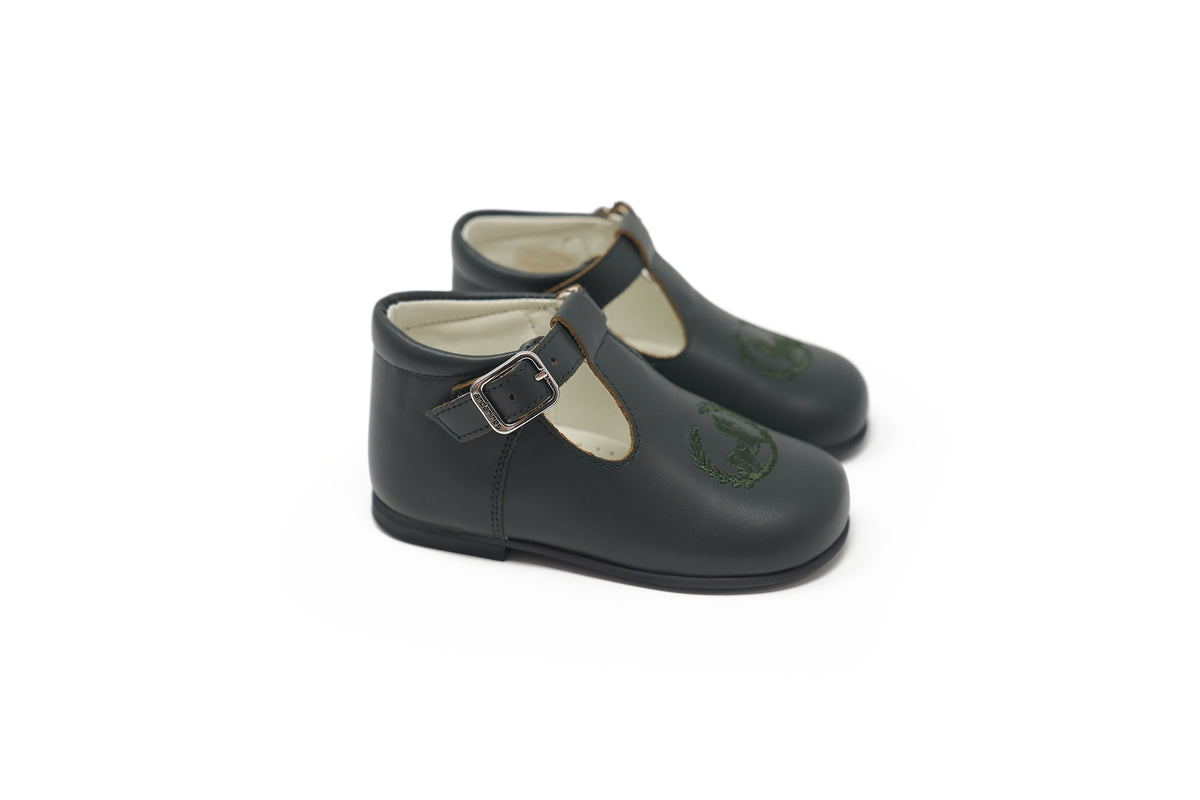 Andanines Dark Green Horse Embroidered Baby Shoes