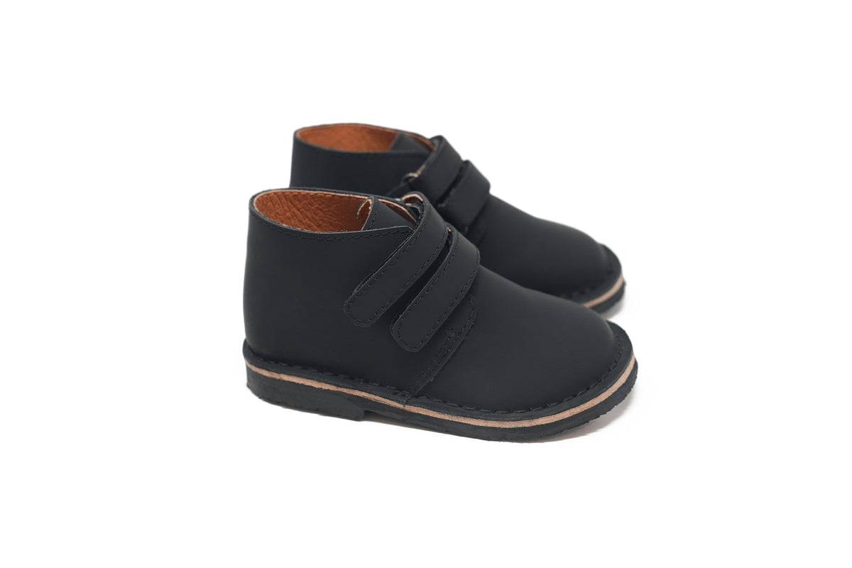 Uniq Black Gum Leather Baby Bootie