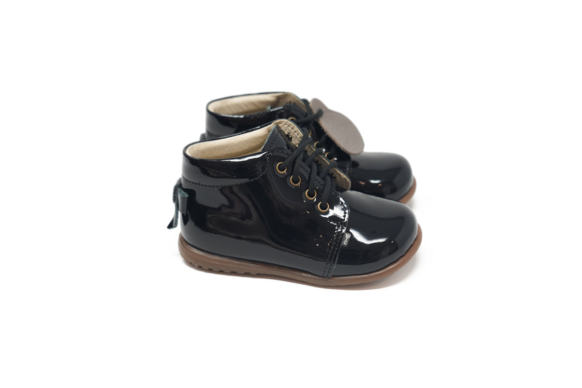 Emel Black Patent Bow Baby Bootie