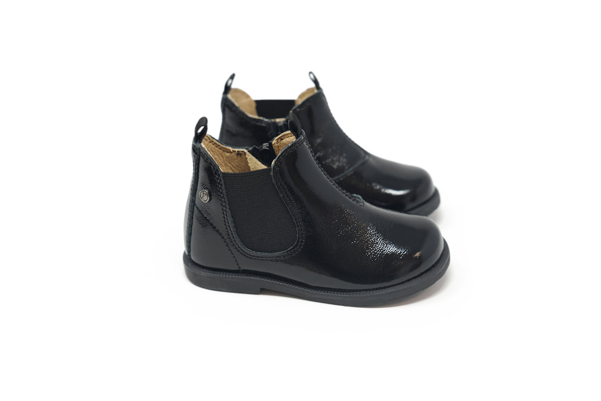 Falcatto Black Patent Baby Bootie