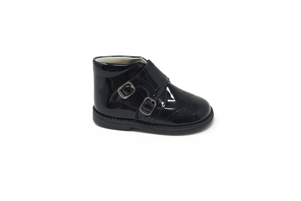Andanines Black Patent Buckle Baby Shoe
