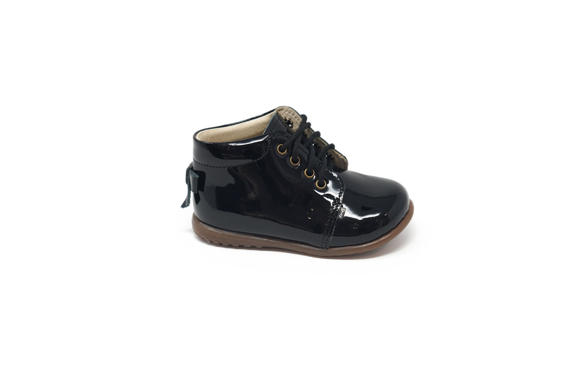 Emel Black Patent Bow Baby Bootie