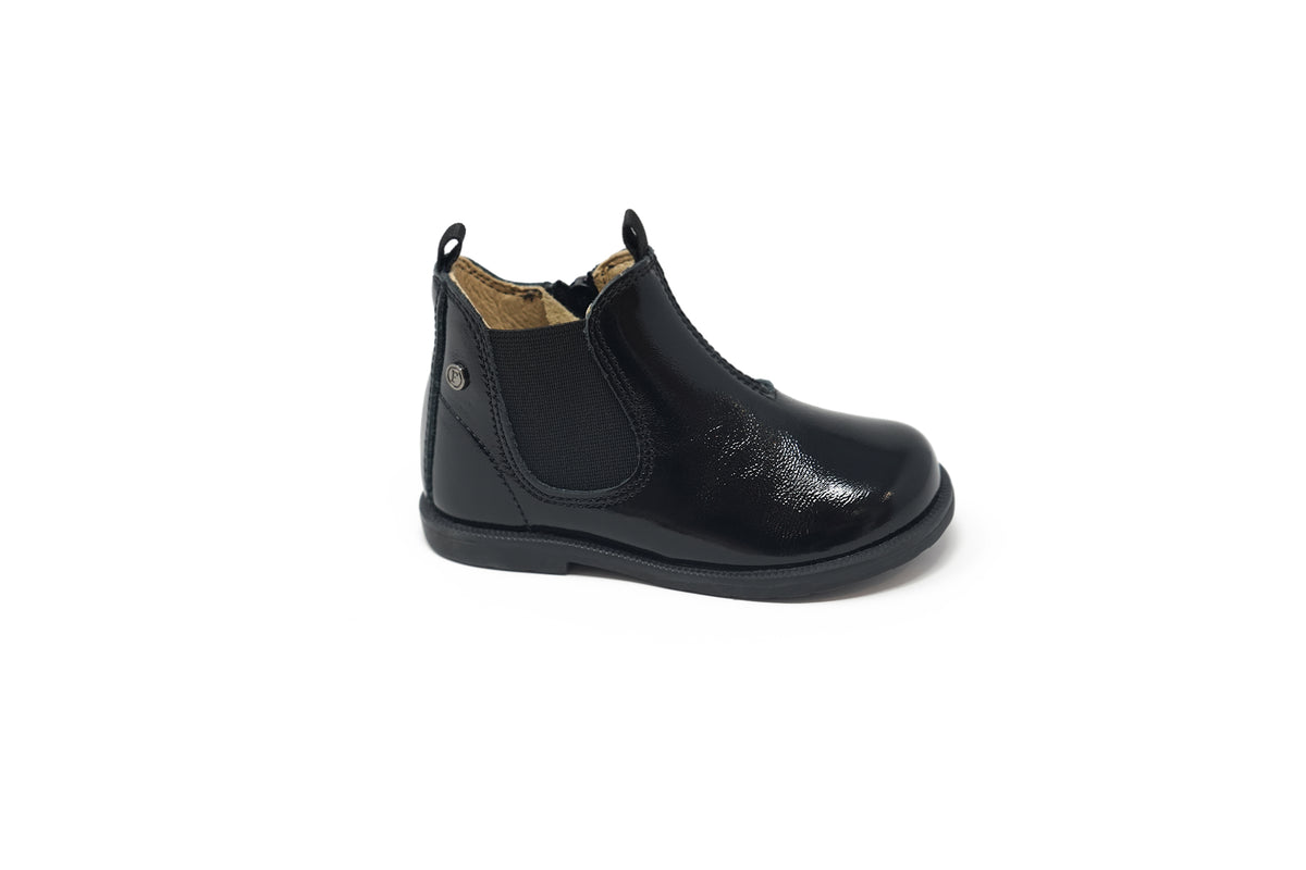 Falcatto Black Patent Baby Bootie