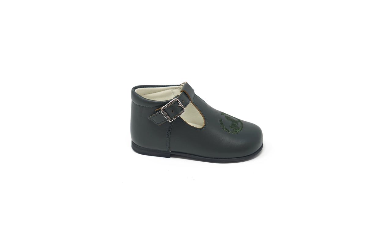 Andanines Dark Green Horse Embroidered Baby Shoes