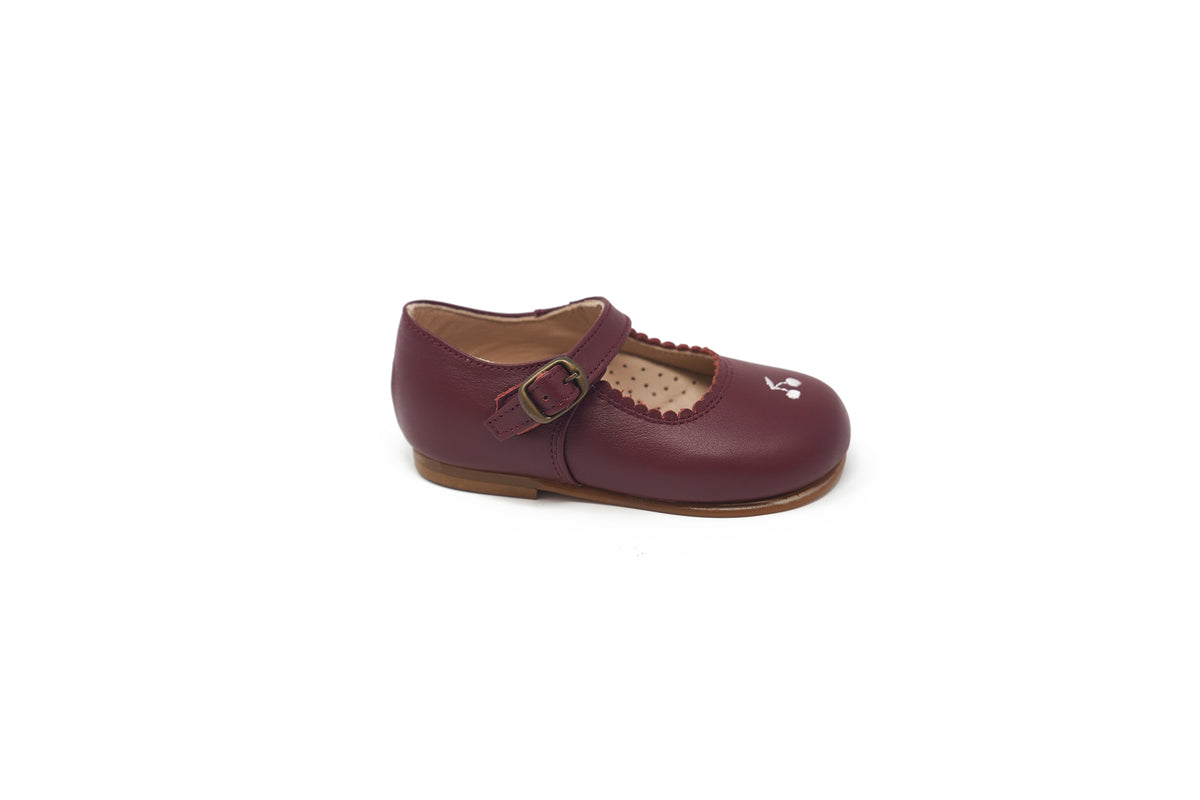 Lauve Maroon White Cherry Cheryl Baby Shoe
