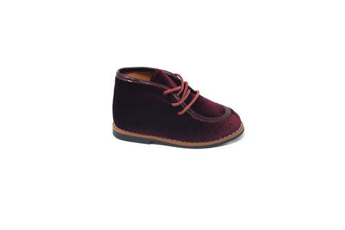 Uniq Dark Bordo Velvet Laced Baby Shoe