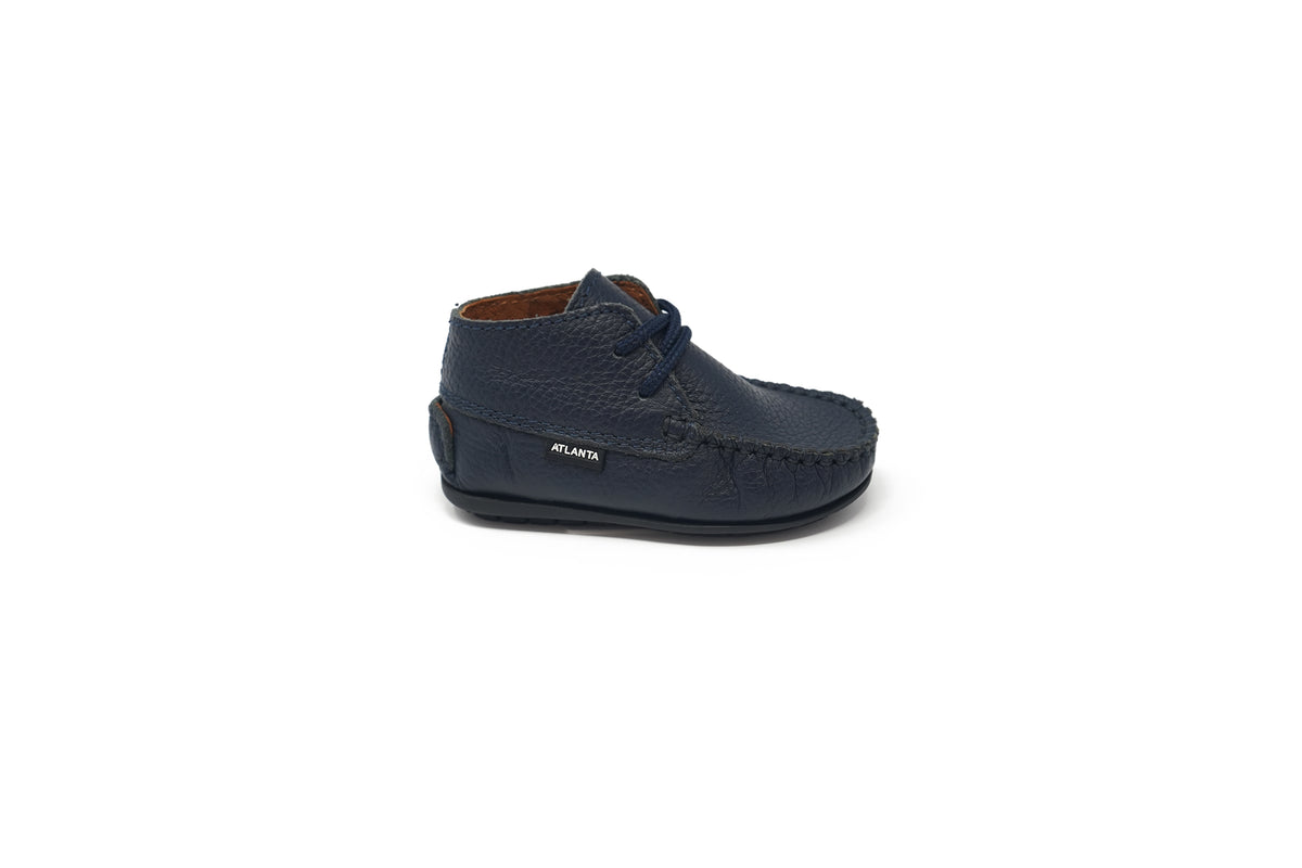 Atlanta Navy Grain Lace Baby Shoe