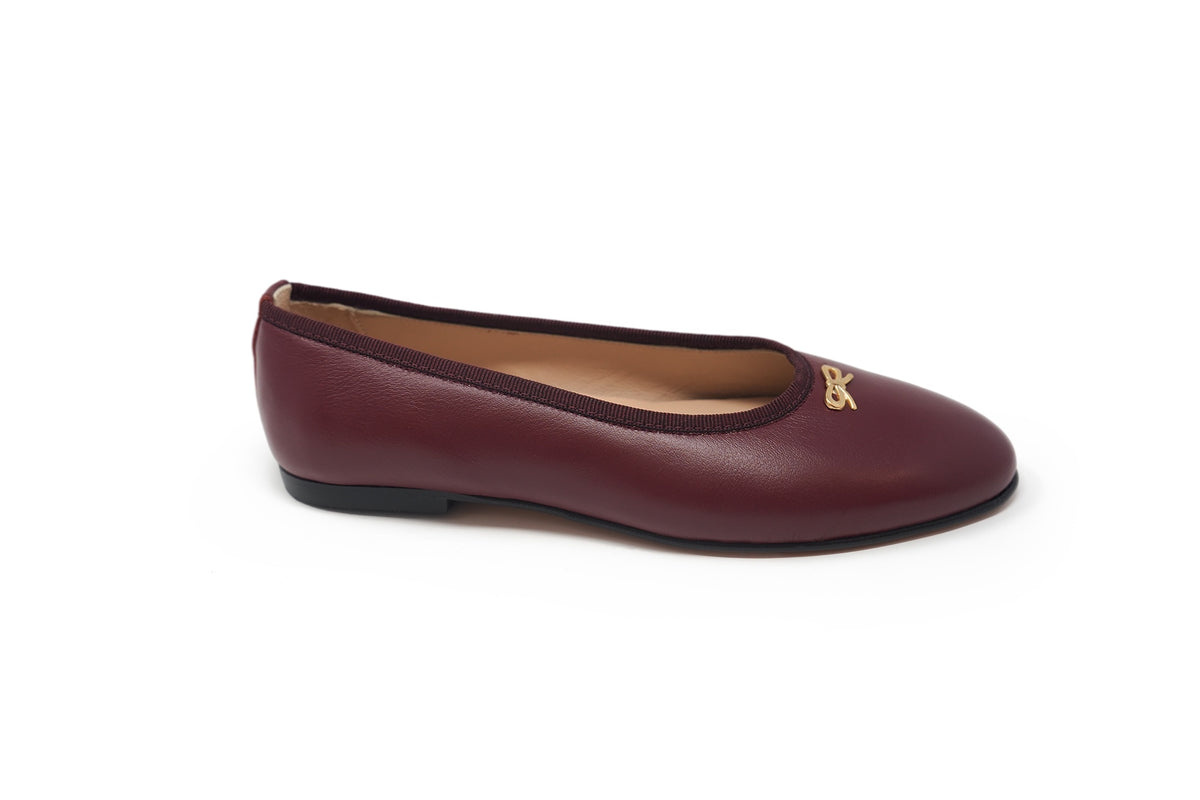 Lauve Maroon Bow Ballet Flat