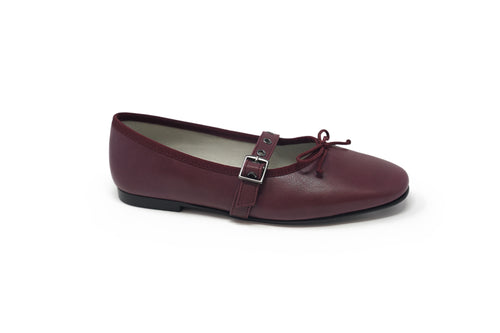Luccini Burgundy Buckle Ballet Flat