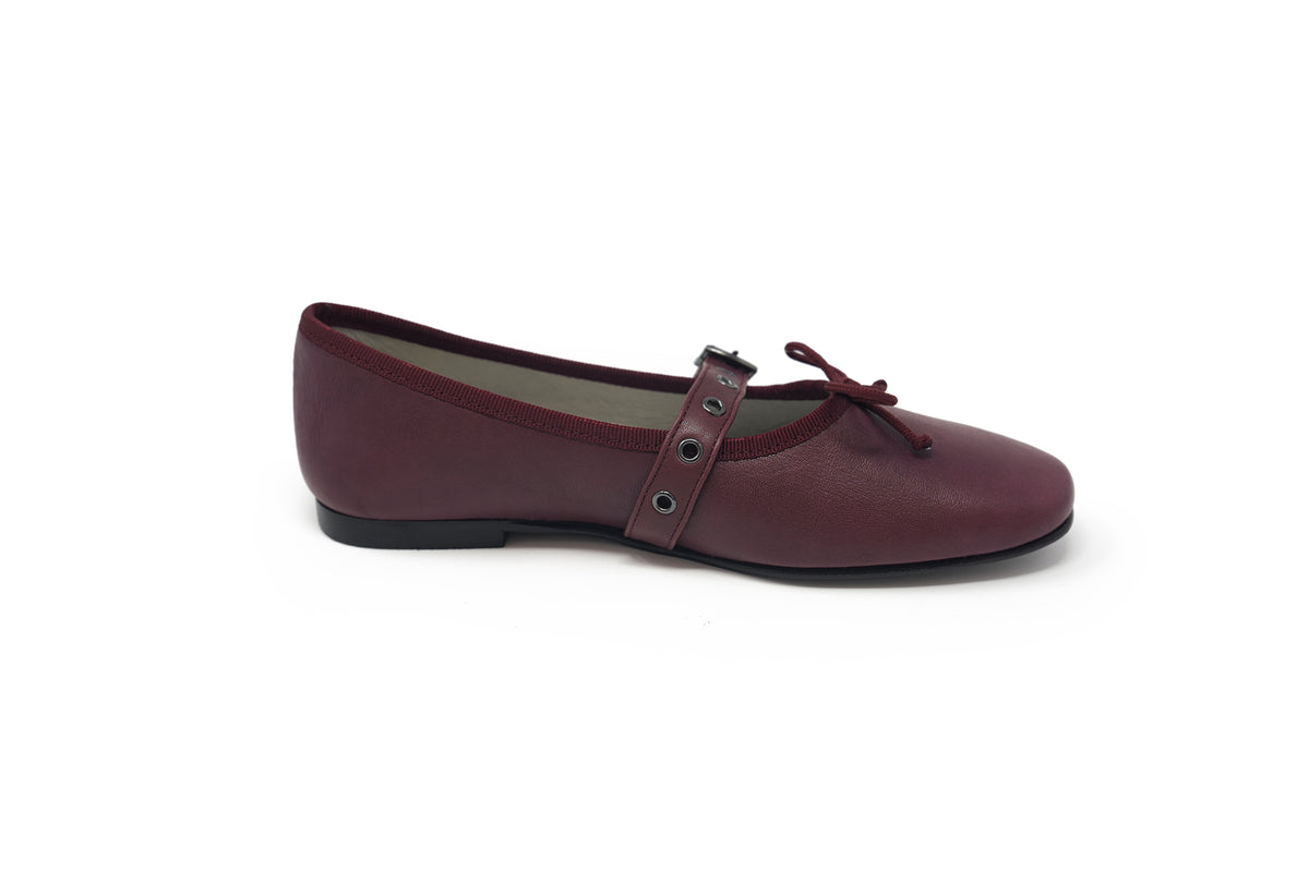 Luccini Burgundy Buckle Ballet Flat